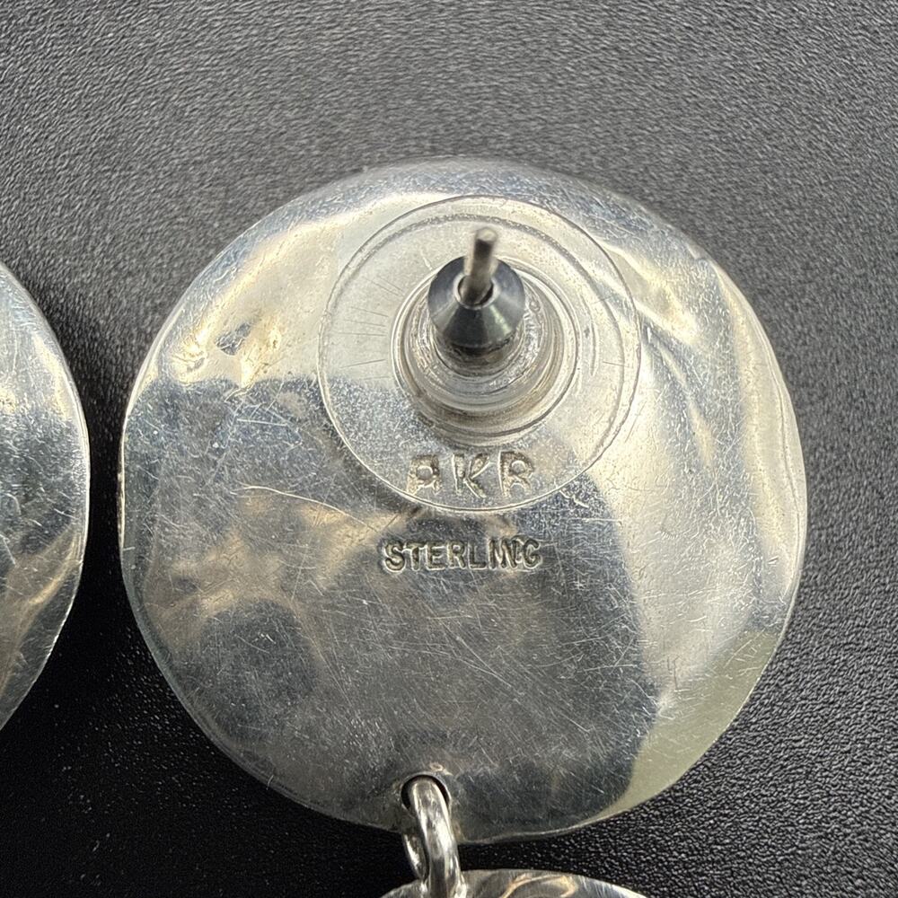 Amy Kahn Russell AKR Sterling Silver Carved Serpentine Triple Drop Earrings 925 - Picture 11 of 12